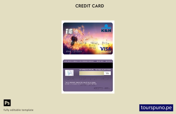 lista para imprimir plantilla de tarjeta clásica de visa K&H de Hungría